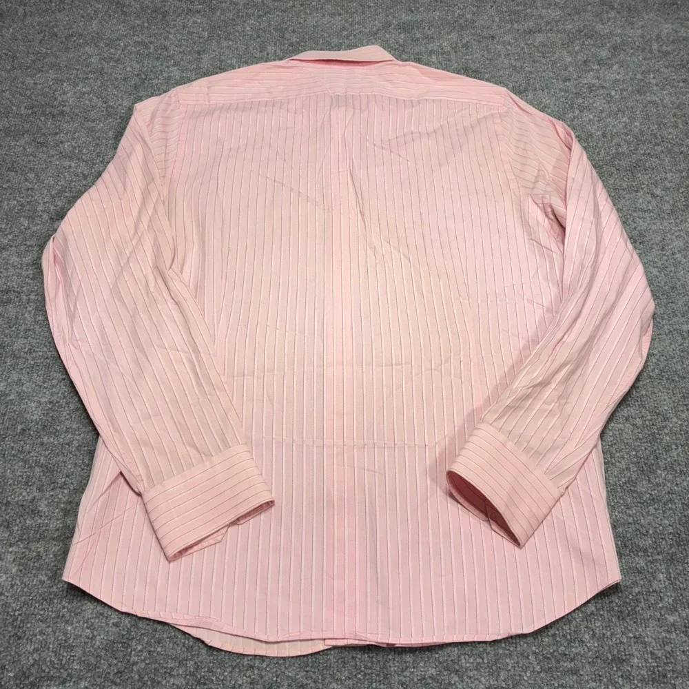 Express Mens Pink Stripe Fitted Stretch Cotton Dress Shirt Size L‎ 16-16 1/2